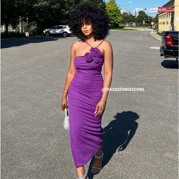 MANGO Blogger Fave Asymmetric Midi Dress 💜✨ NWT - Picture 8 of 16